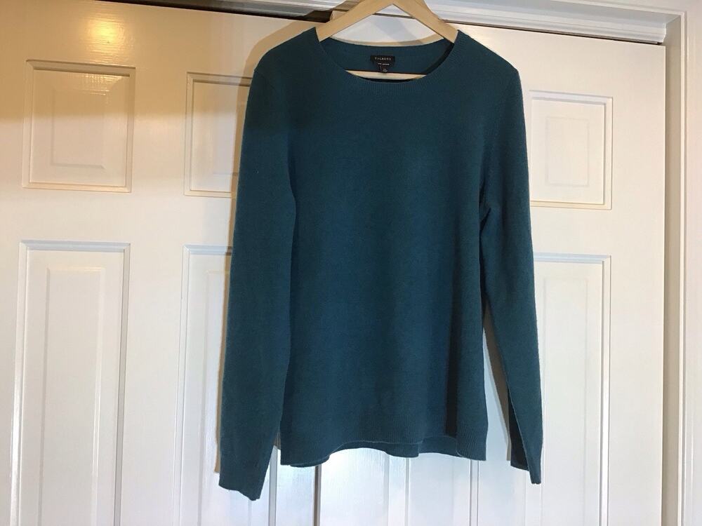 Talbots Pure 100% Cashmere Crewneck Sweater Teal Long Sleeve Women’s Xl Luxury